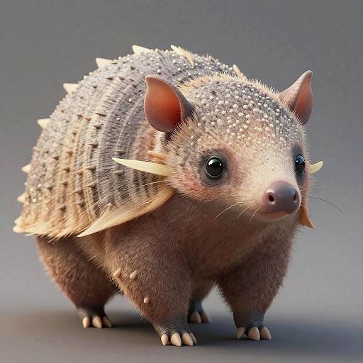 Timid Female Armadillo in Ukiyo-e Style