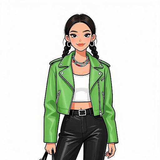 Street Style Woman in Green Jacket