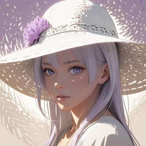 Elegant Anime Portrait of a Silver-haired Lady