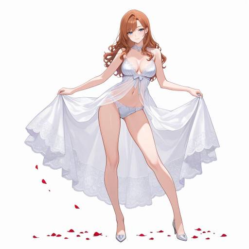 Elegant Lingerie Pose with Rose Petal Elegant Lingerie Pose with Rose Petal