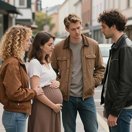 Group of Friends with Pregnant Woman Outdoors