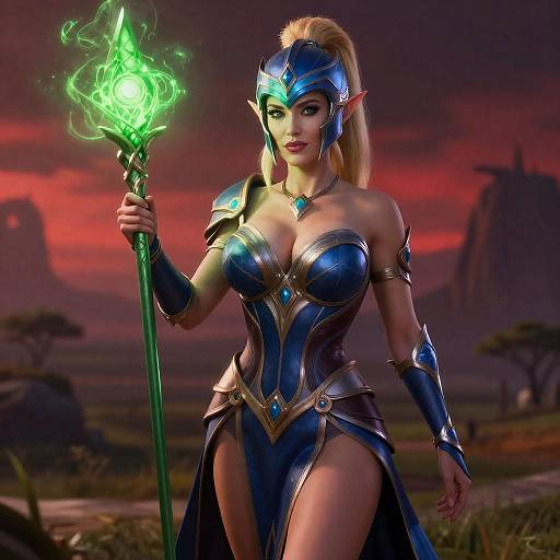 Alarielle Casting Green Spell at Twilight