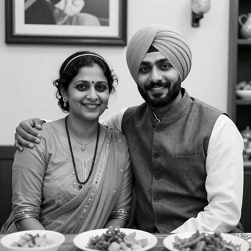 Traditional Indian Couple in Black and White