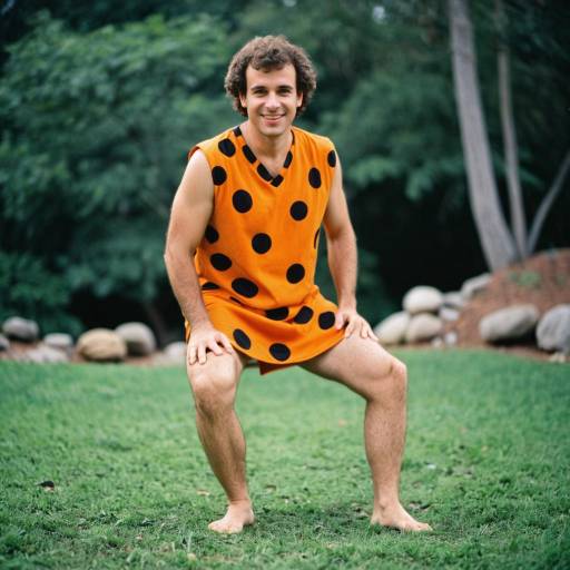 Cheerful Barney Rubble Cosplay in Bokeh