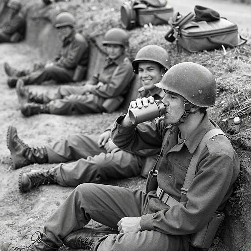 Soldiers in Trench: A Vintage Snapshot