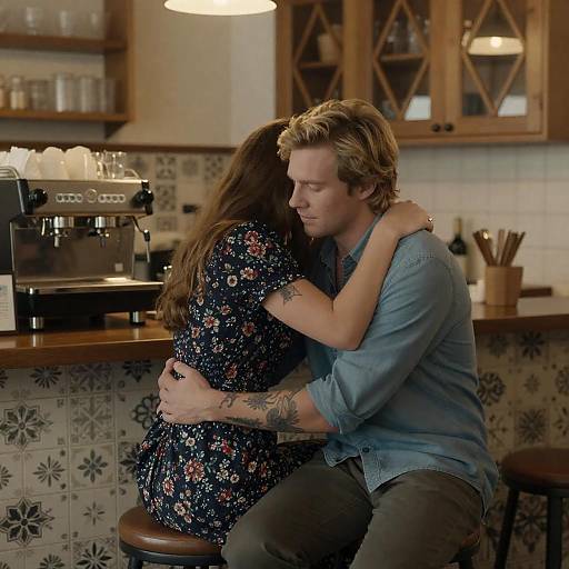 Cozy Café Embrace: A Warm Moment