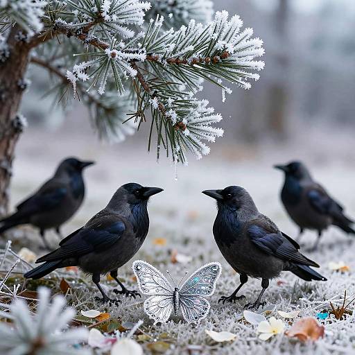 Frosted Celestial Pine Forest Scene