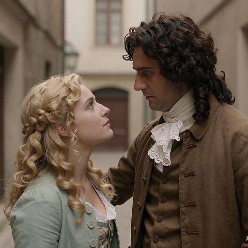 18th Century Couple in Intense Gaze