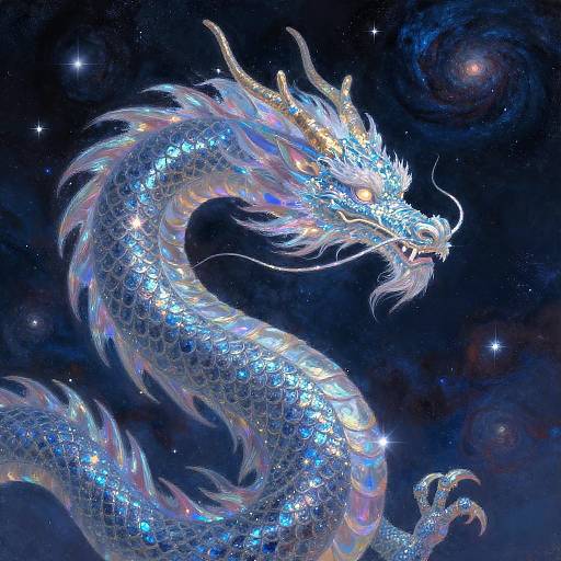 Ethereal Celestial Dragon in Starry Sky