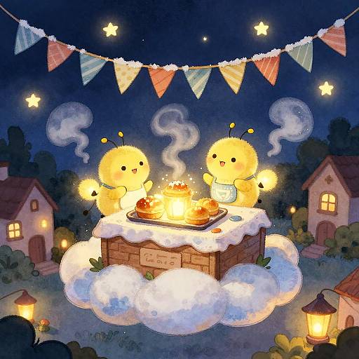 Whimsical Firefly Bakery in the Clouds