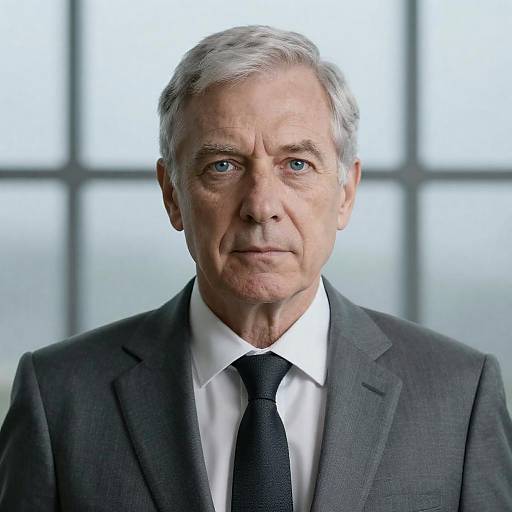 Serious Older Man in Gray Suit