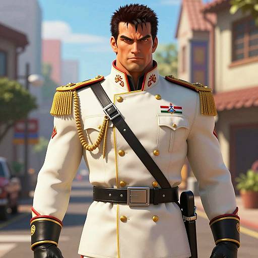 Regal Military Character in Urban Setting