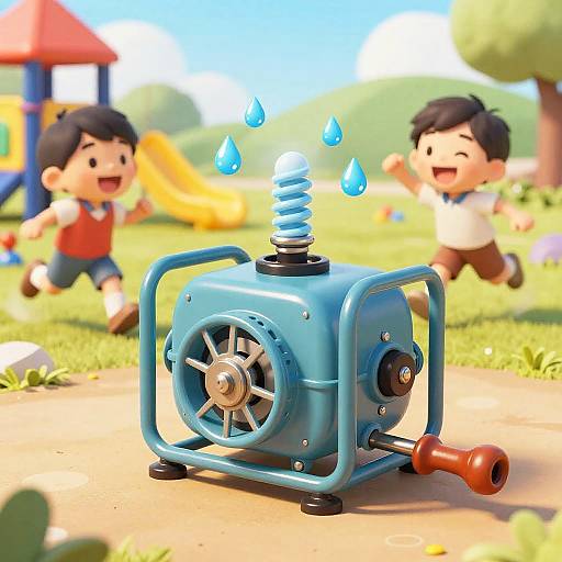 Cartoon Hand-Crank Generator Fun