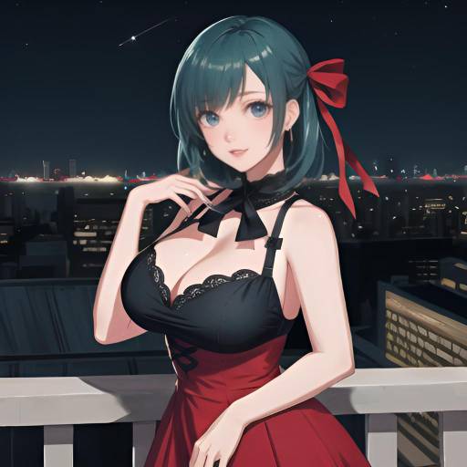 Stunning Nighttime Anime Portrait of Sayaka
