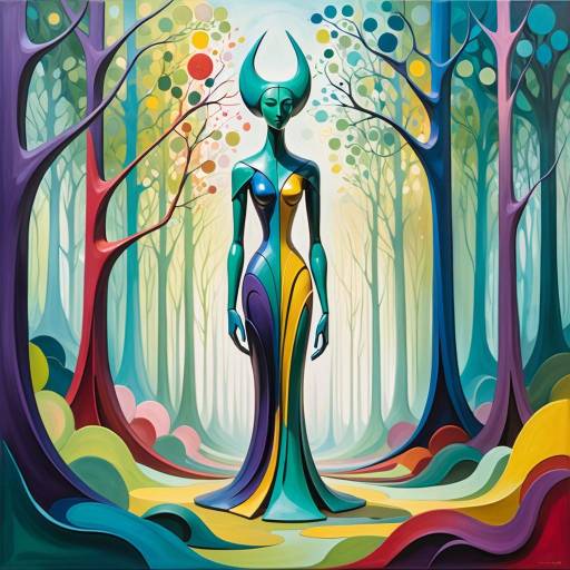 Dreamlike Abstract Sculpture in Mystic Forest Dreamlike Abstract Sculpture in Mystic Forest
