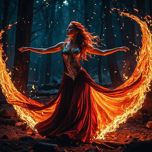 Fire Nymph Dancing in Fiery Robes