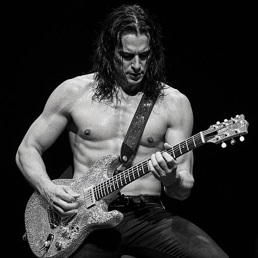Black-and-White Guitarist Portrait