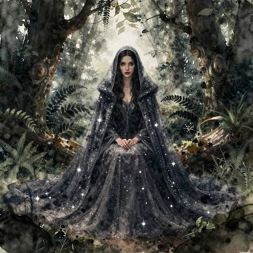 Mysterious Sorceress in Starlight Cloak