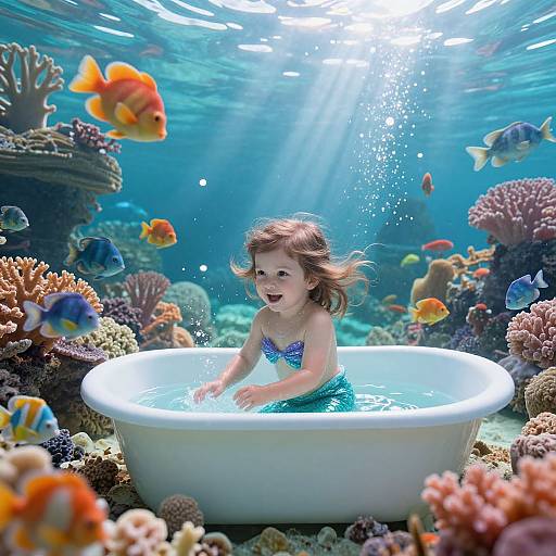 Whimsical Little Mermaid Bath Scene