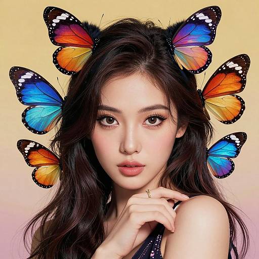 Colorful Feminine Portrait with Cat Ears