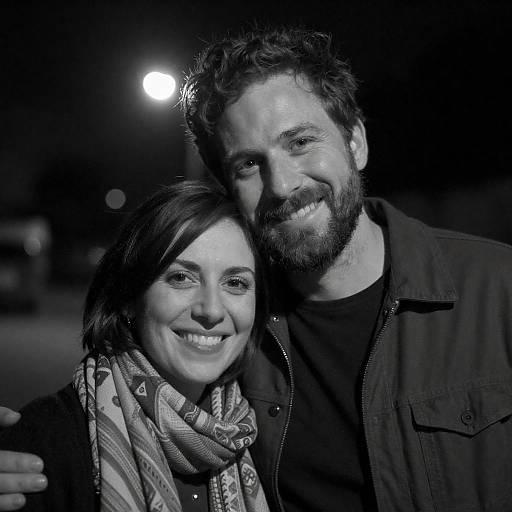 Dimly Lit Black-and-White Couple Portrait