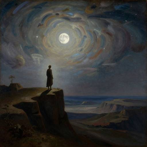 Renaissance Cosmic Vista with Lone Figure
