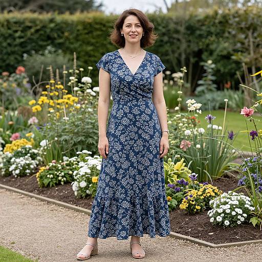Woman in British Floral Dress