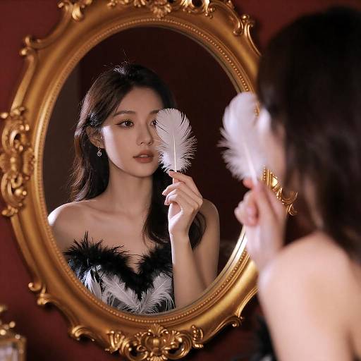 Feathered Dress, Mirror Glow Portrait