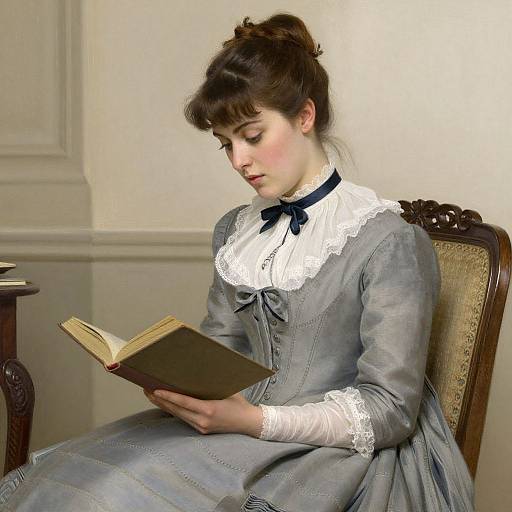 Victorian Woman Reading in Vintage Style