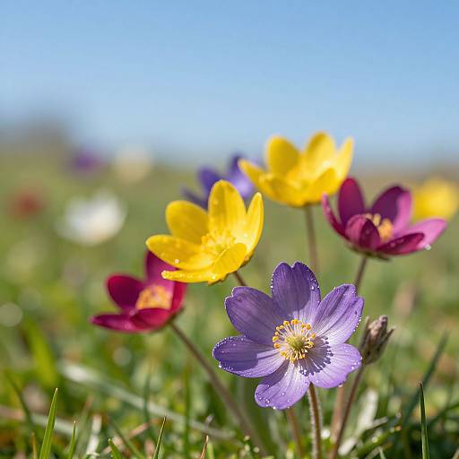 Colorful Spring Flowers in Meadow