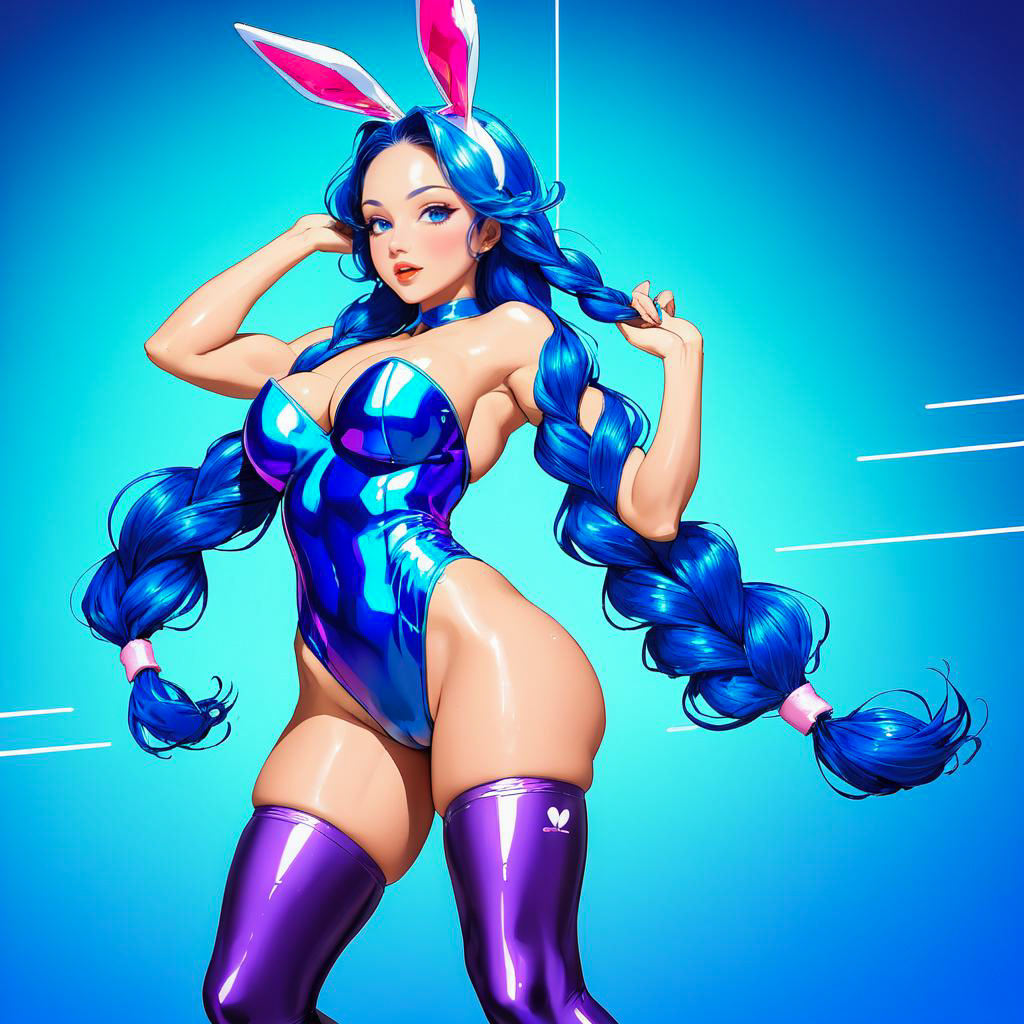 Vibrant Bunny Girl in Avant-Garde Style