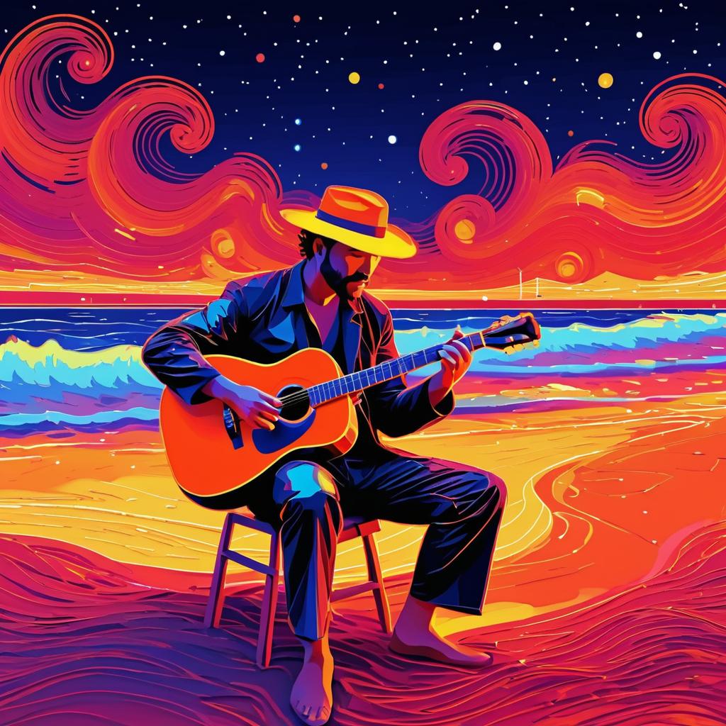 Vincent van Gogh Inspired Beach Guitarist