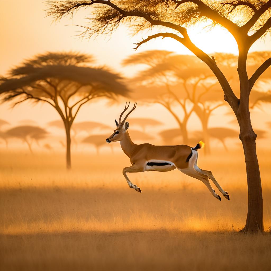 Graceful Gazelle in African Sunset