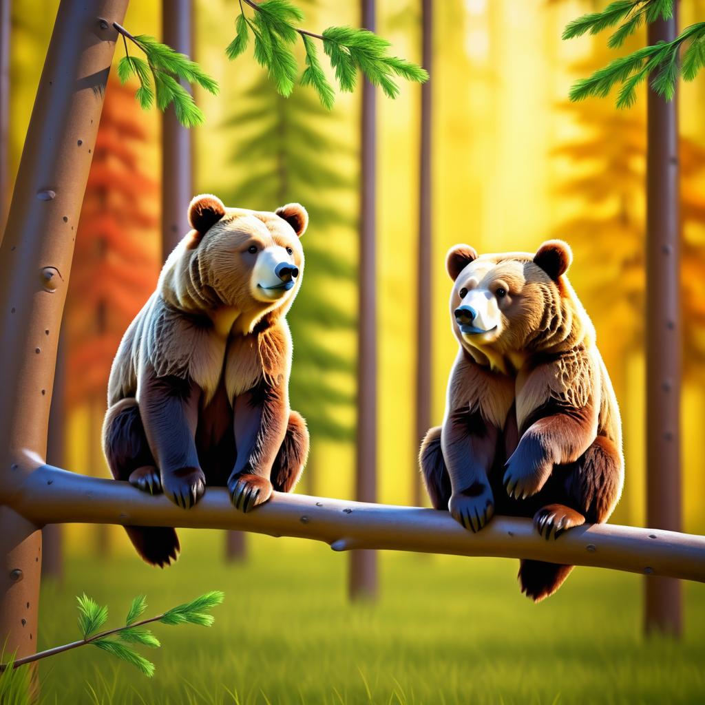 Vibrant 2D Animation of Brown Bears