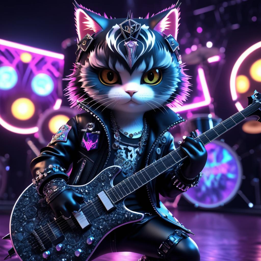 Rockstar Kitty with Owl Band Visuals