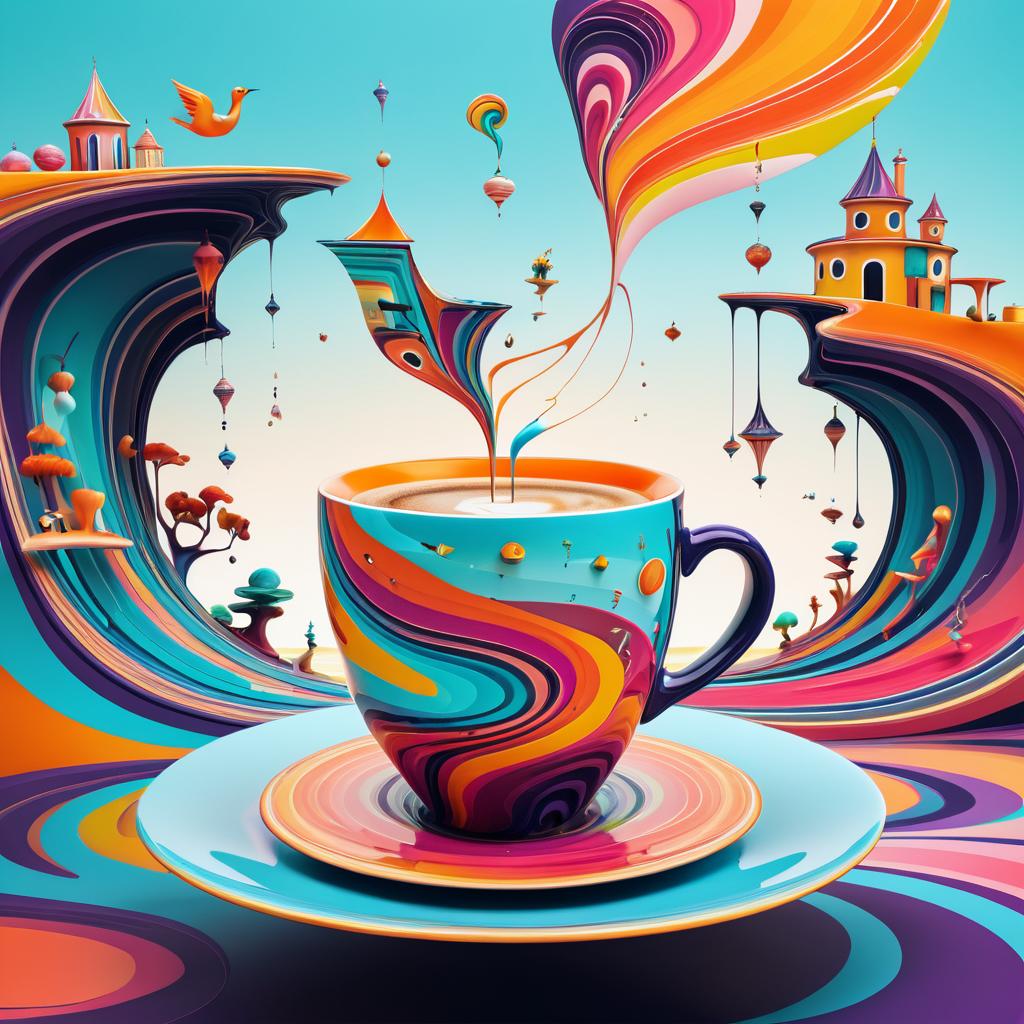 Surreal Levitating Coffee Cup Art