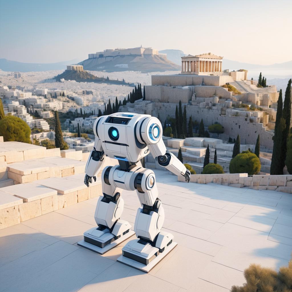 Melancholic Robot at Acropolis Steps