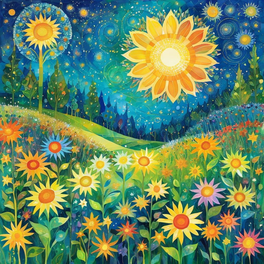 Celestial Garden with Starflower and Sun