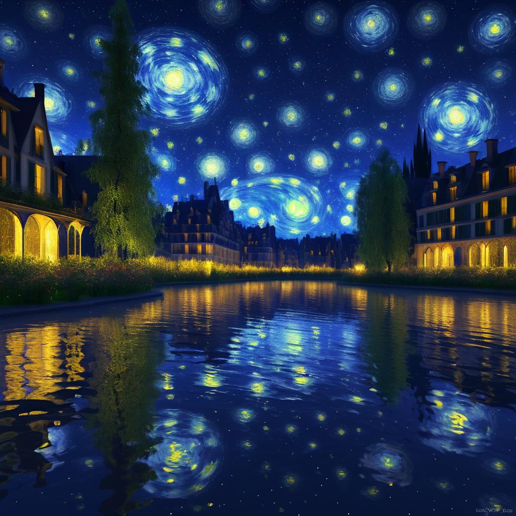 Starry Night Inspired Raytracing Artwork