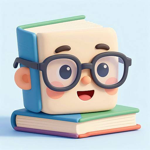 Colorful Book Avatar with Glasses