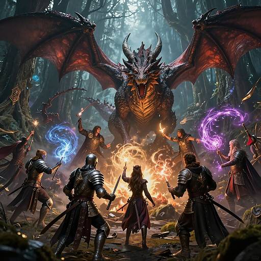 Epic Fantasy Battle with Dragons