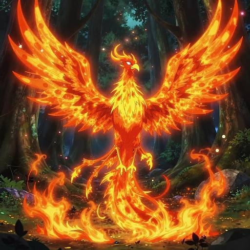 Fire Phoenix Summoning Anime Hero