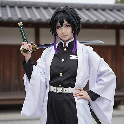 Young Woman Cosplaying Japanese Anime Character