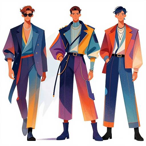 Dynamic Vibrant Modern Menswear Illustration
