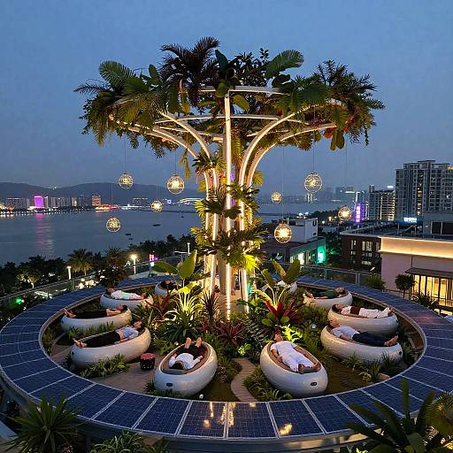 Solar-Powered Rooftop Healing Arboretum with Pods