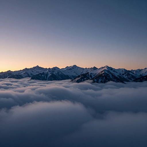 Twilight Snow-Capped Mountain Silhouettes