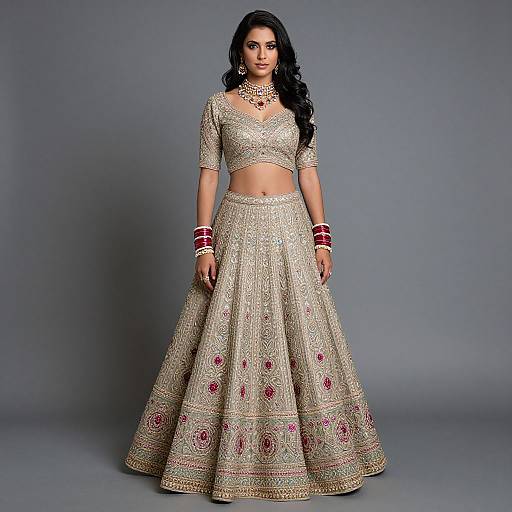 Elegant Lehenga with Jewelry