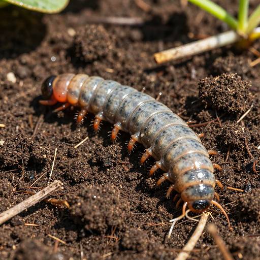 Detailed Worms Crawling in Soil