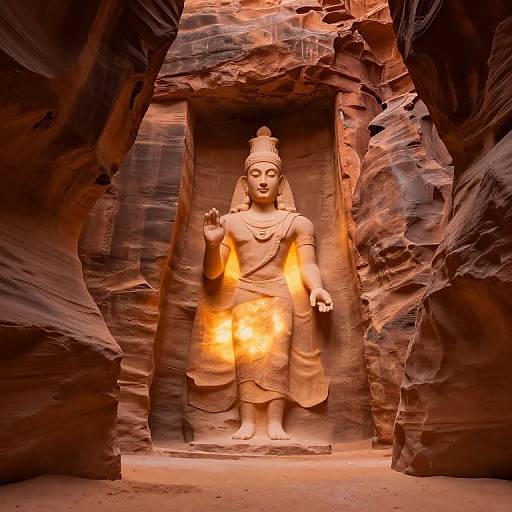 Glowing Ancient God in Desert Canyon