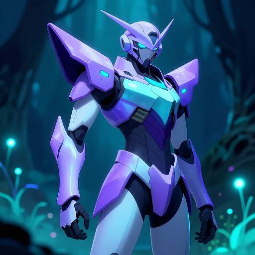 Futuristic Anime Armor in Sci-Fi Forest